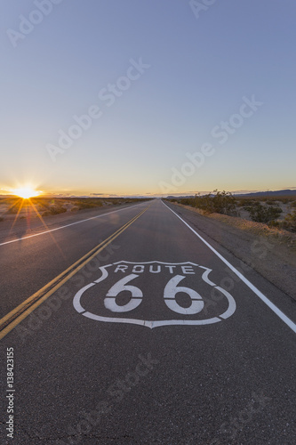 Route 66 Pavement Sign Desert Sunset