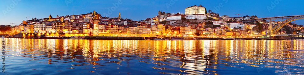 Porto twilight panoramic view, Portugal