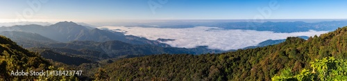 panorama view of Misty mountain forest fog at doi inthanon national park of Chiang mai, thailand © bouybin