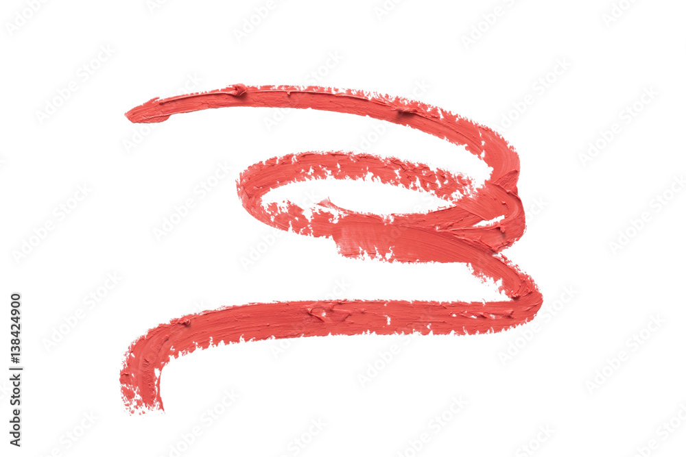 Smudged red color lipstick on background Smudged red color lipstick on background