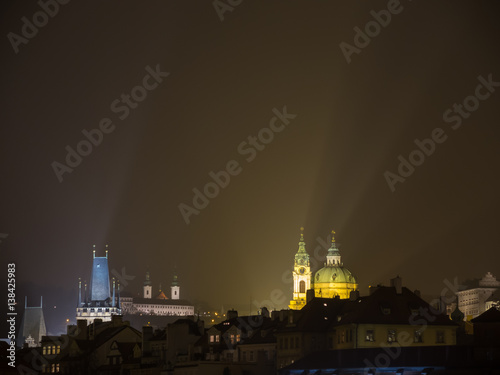 Prague, Czech Republic, night lights which illuminate the monuments of the city.