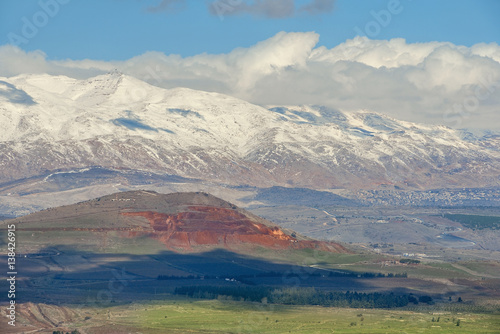 snow on Mount Hermon, Golan Heights, Israel photo