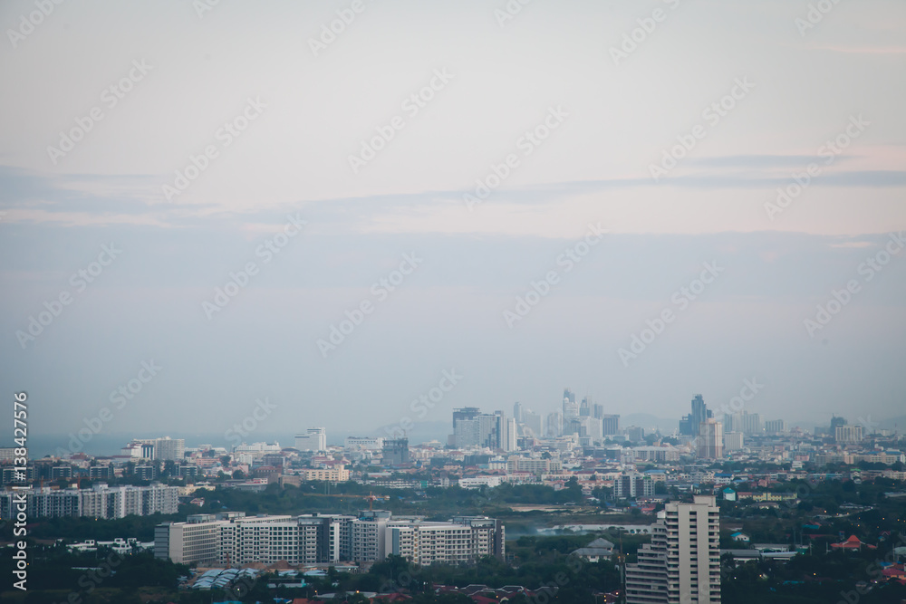 Cityscape with sky from high view scenic | Building town background