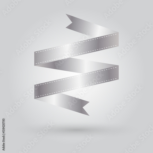 Fototapeta Naklejka Na Ścianę i Meble -  silver ribbon vector icon on gradient grey background