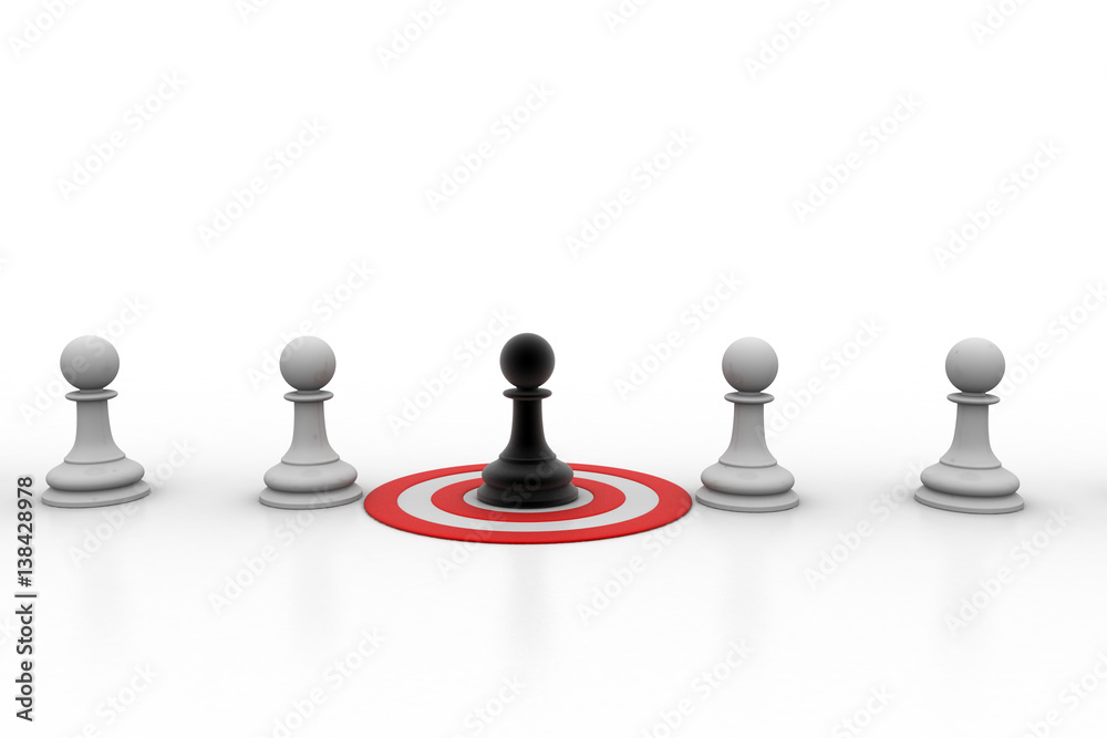 Black pawns on the target dart Black pawns on the target dart