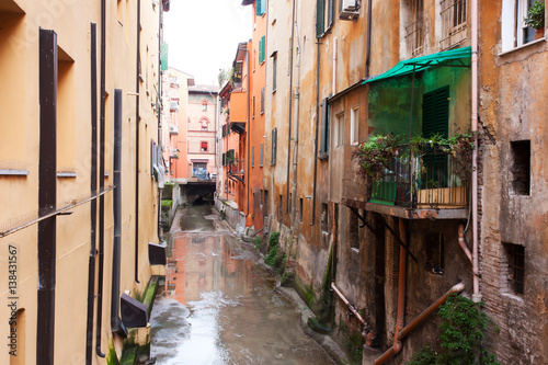old Canal in the town of Bologna, Italy