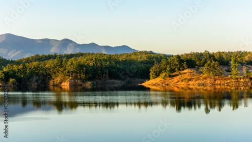 Beautiful reservoir in the evening