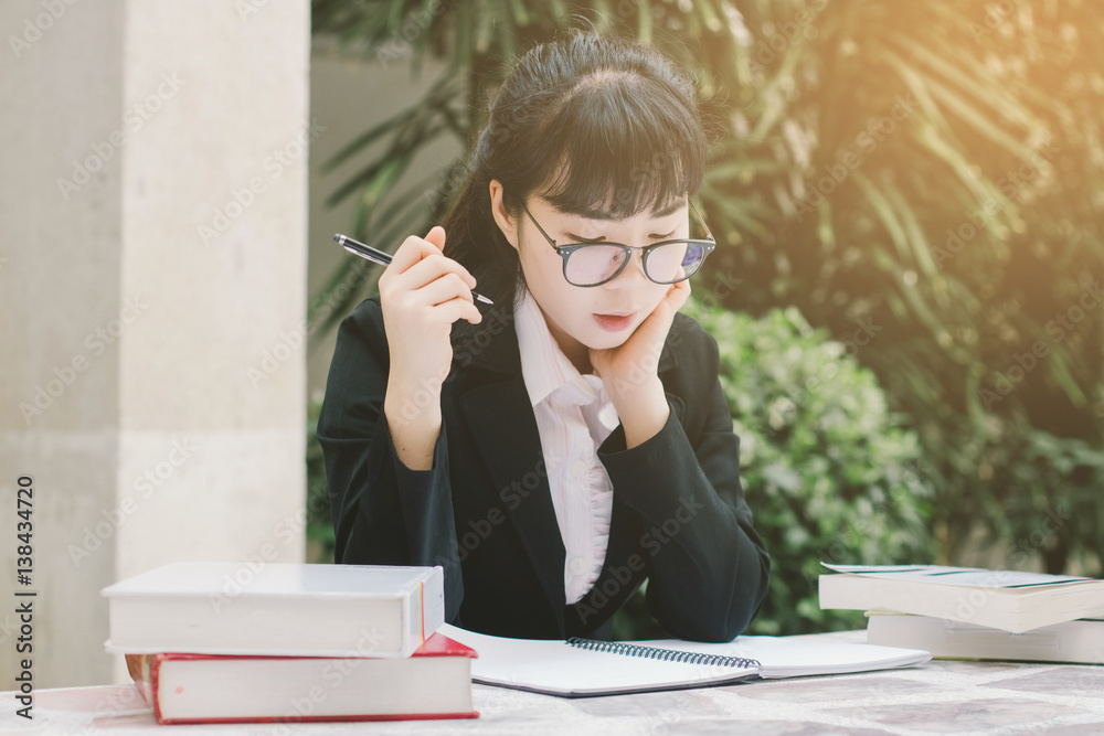 A young woman is studying for a design Ideas concept., New project modern A young woman is studying for a design Ideas concept., New project modern
