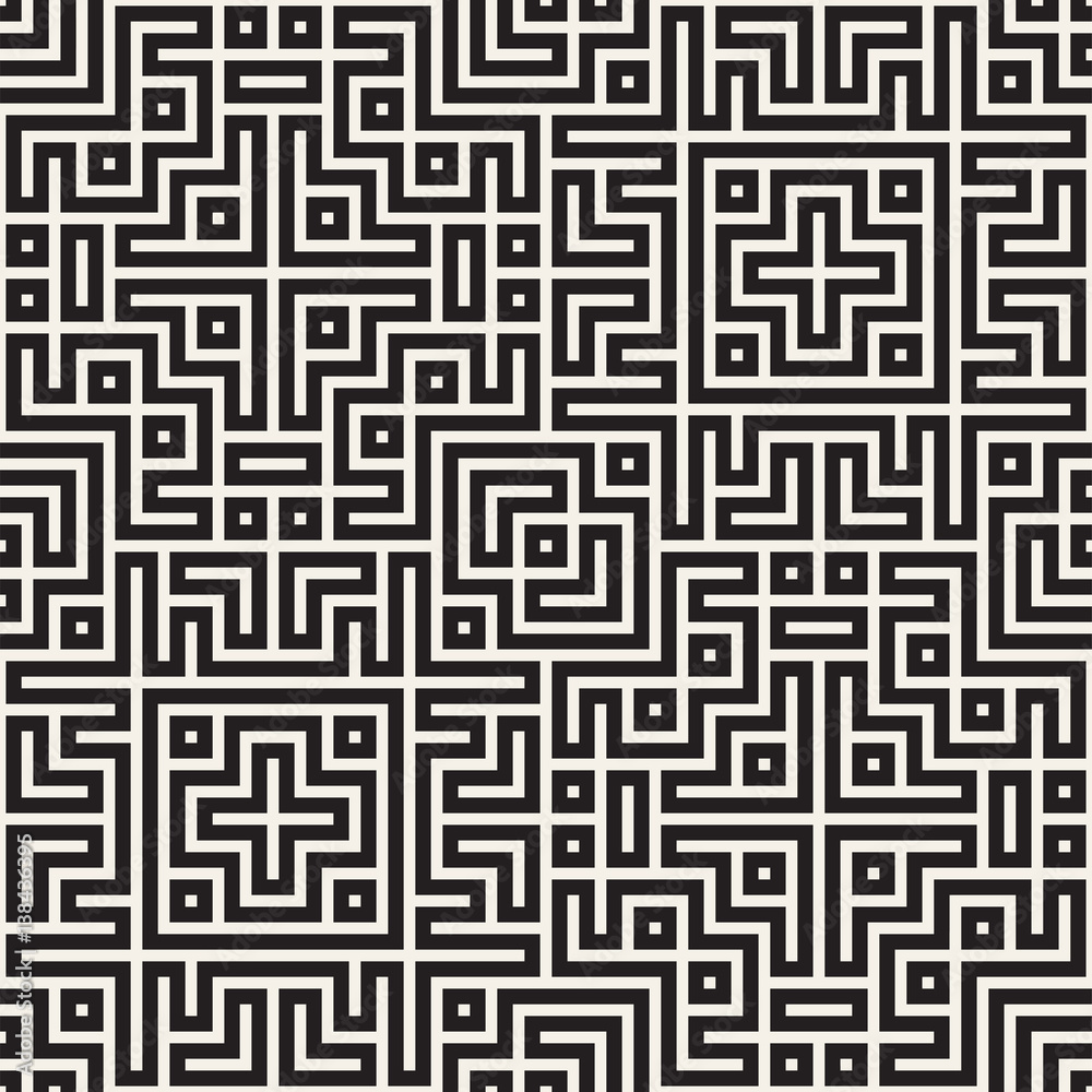 Geometric Ethnic Background with Symmetric Lines Lattice. Vector Abstract Seamless Pattern. Geometric Ethnic Background with Symmetric Lines Lattice. Vector Abstract Seamless Pattern.