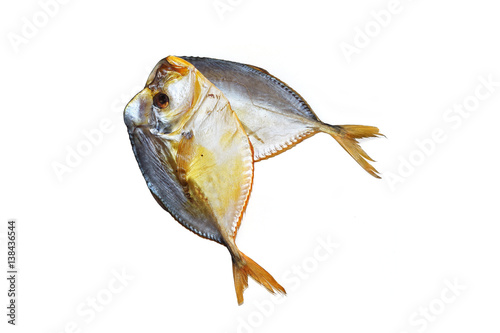 Smoked fish on white background photo