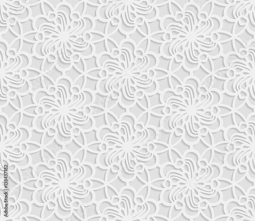 Seamless arabic geometric pattern, 3D white pattern, indian ornament, vector. Endless texture can be used for wallpaper, pattern fills, web page background, surface textures.