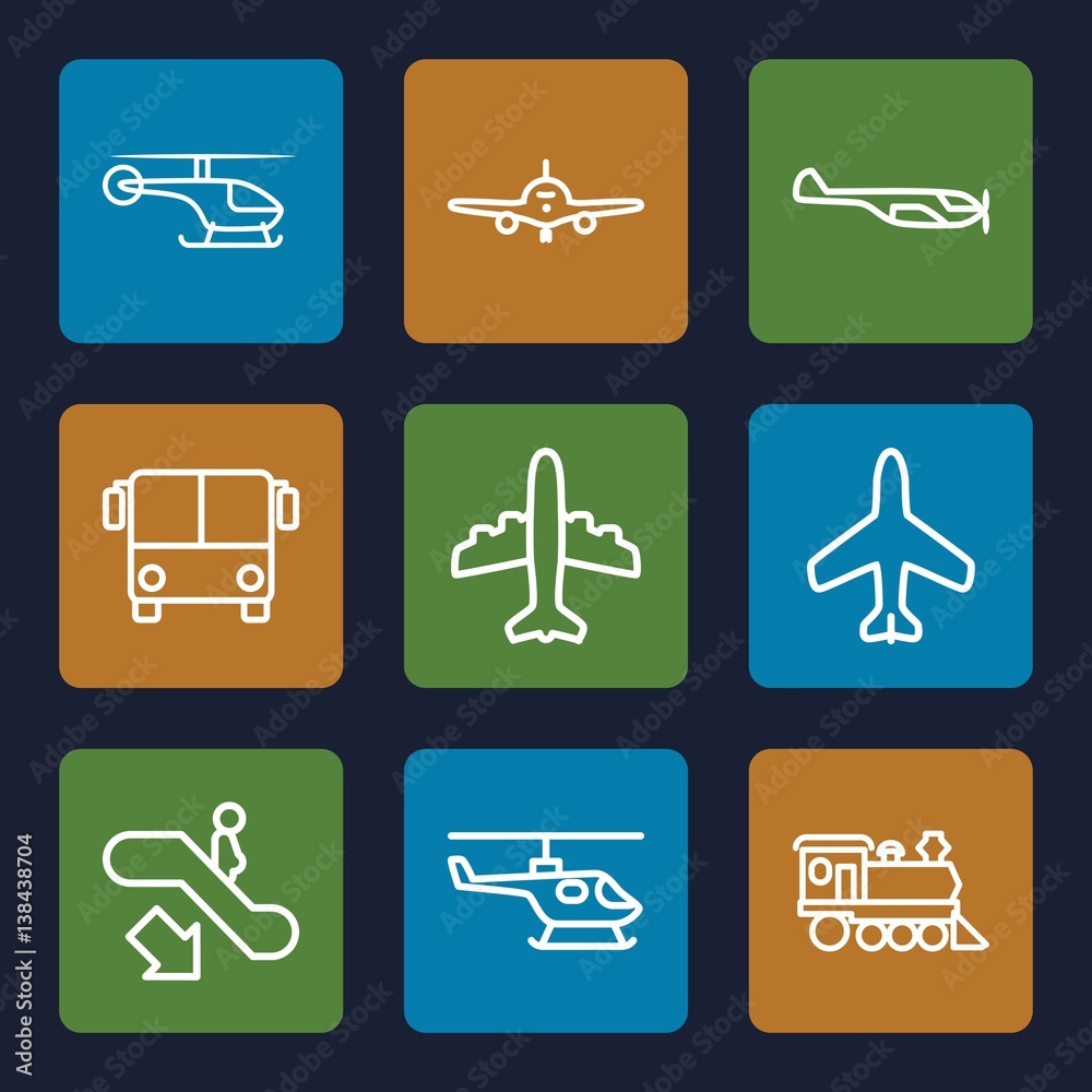 Set of 9 passenger outline icons Set of 9 passenger outline icons