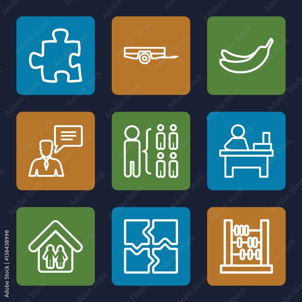 Set of 9 group outline icons
