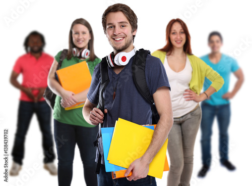 Quadro em tela Studenten Gruppe junge jung lachen Leute Menschen People Jugendliche Freisteller