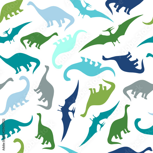 Seamless pattern with cartoon dinosaurs. For cards  party  banners  and children room decoration.