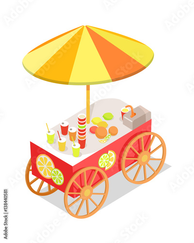 Fresh Citrus Juice Trolley in Isometric Projection