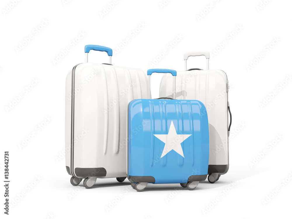 Luggage with flag of somalia. Three bags isolated on white Luggage with flag of somalia. Three bags isolated on white