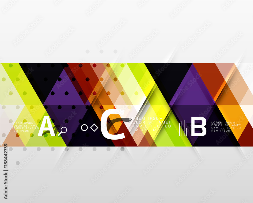 Color transparent trianlge tiles with infographic elements