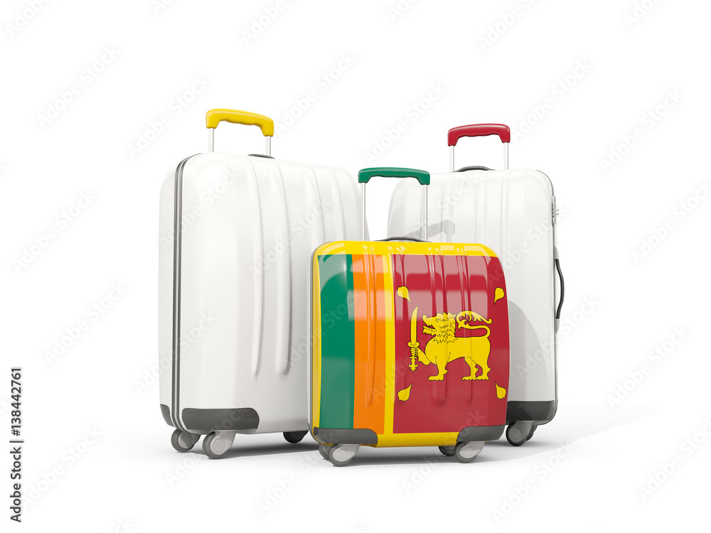 Luggage with flag of sri lanka. Three bags isolated on white Stock  Illustration | Adobe Stock
