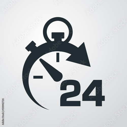 Icono plano cronometro con 24 en fondo degradado