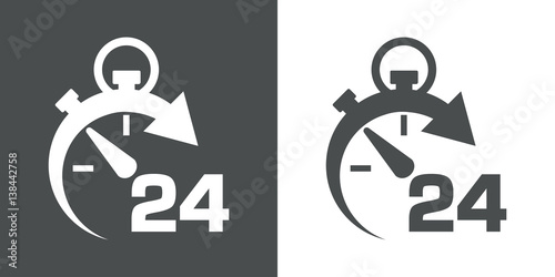 Icono plano cronometro con 24 gris y blanco