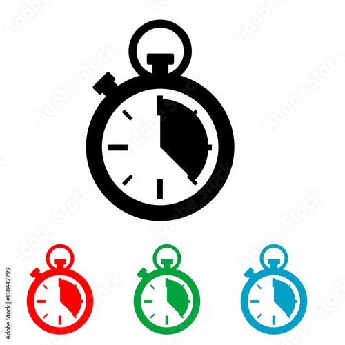 Icono plano cronometro paso tiempo en varios colores