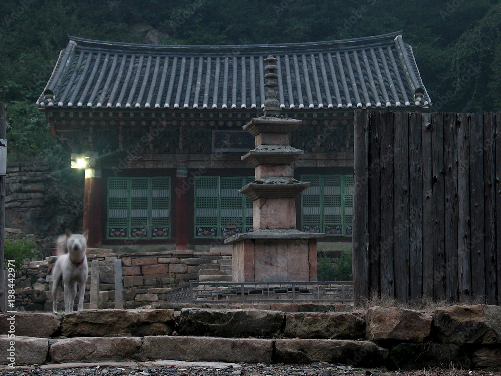 어둠이 깔리는 외로운 산사 어둠이 깔리는 외로운 산사