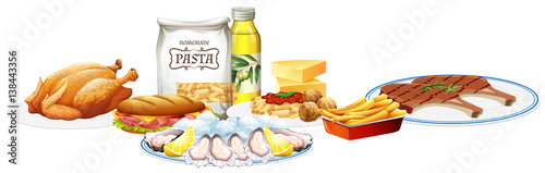Different types of food and fresh ingredients