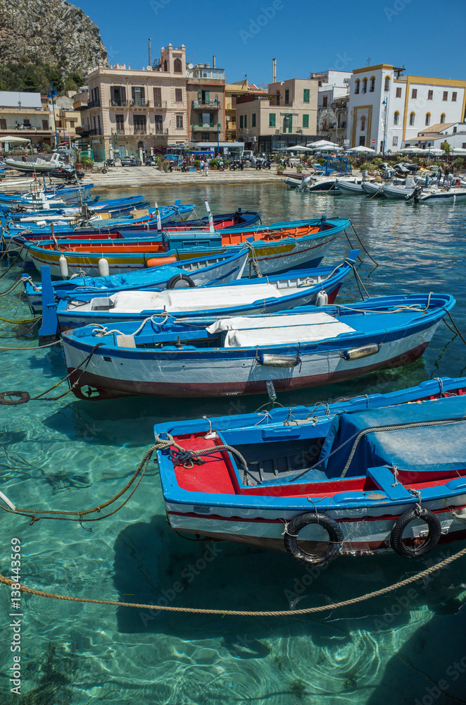 Boats in Mondello, near Palermo, Italy