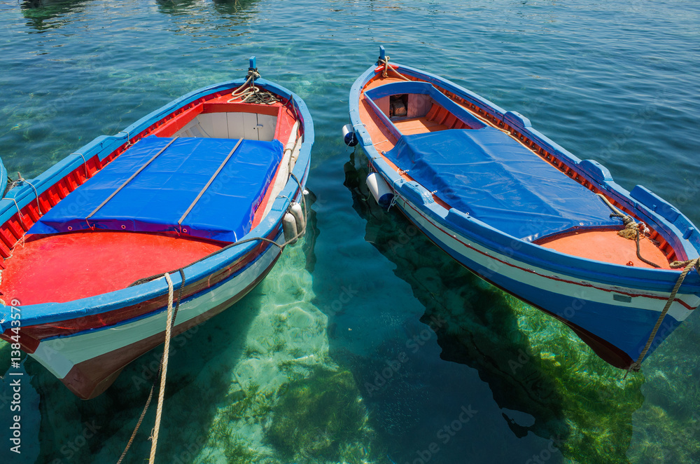 Boats in Mondello, near Palermo, Italy