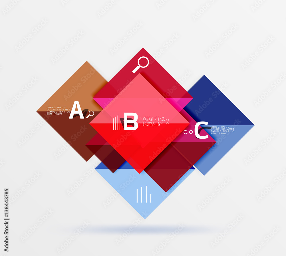 Modern flying square infographic Modern flying square infographic