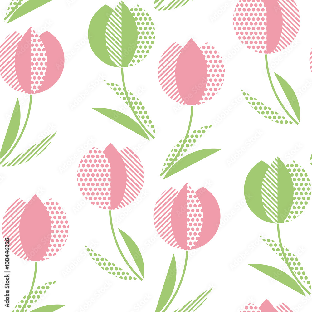Tulips seamless pattern. simple background. Modern flower design for  fabric, wrapping paper, background Stock Photo - Alamy