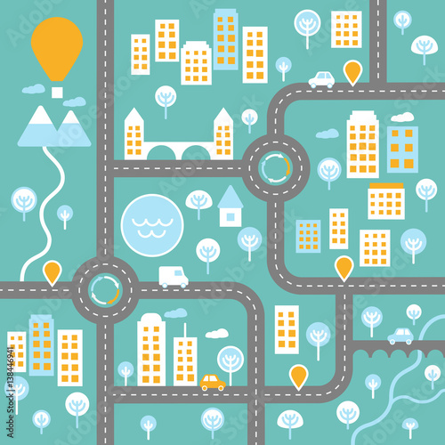 Infographic template. City Live Concept plan. Road landscape diagram. Vector EPS 10
