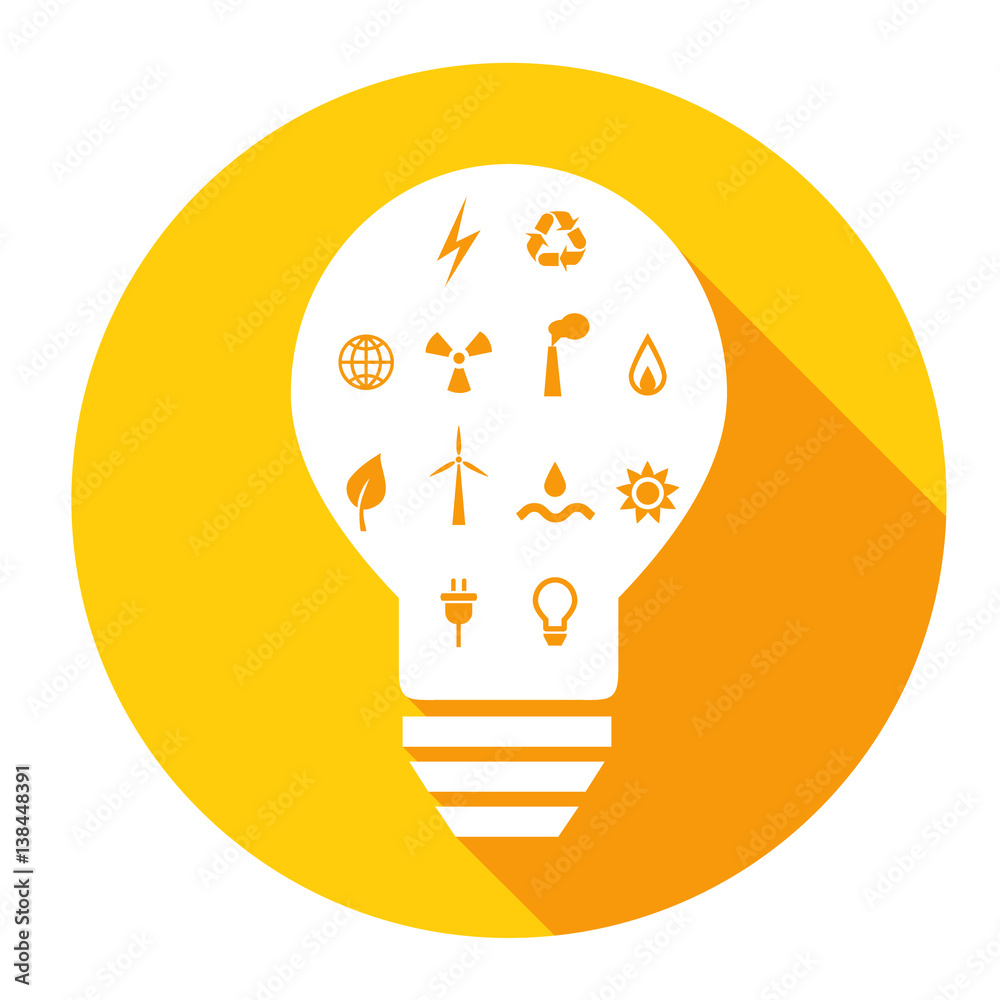 Electricity concept with light bulb and related icons in flat design Electricity concept with light bulb and related icons in flat design