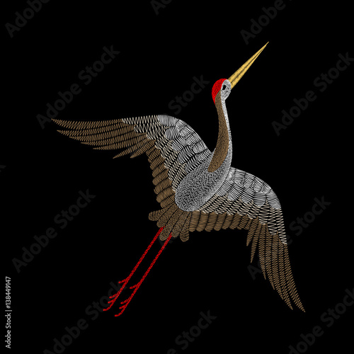 Embroidery crane