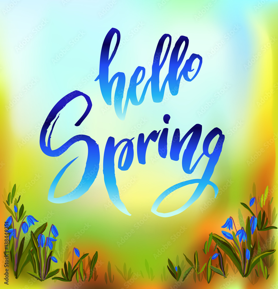 Obraz premium Hello spring quote.