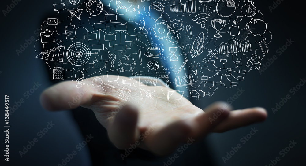 Businessman holding manuscript project presentation with his hand Businessman holding manuscript project presentation with his hand
