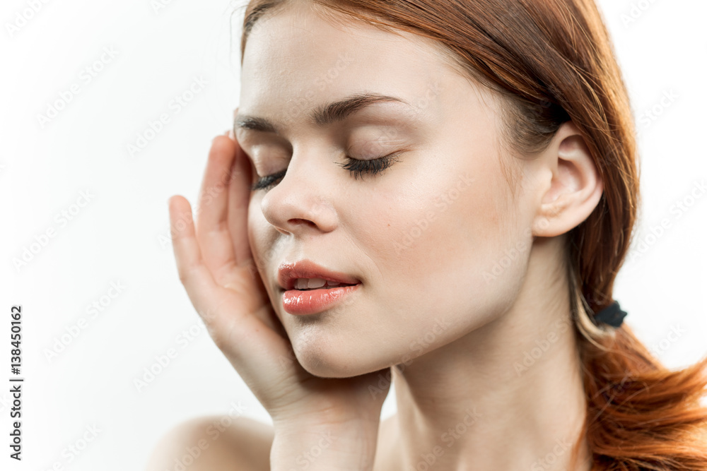 tender skin woman with closed eyes