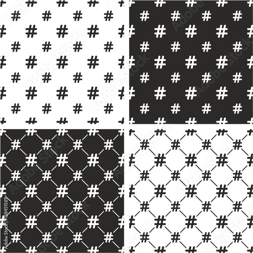 Hashtag Icon Big & Small Seamless Pattern Set