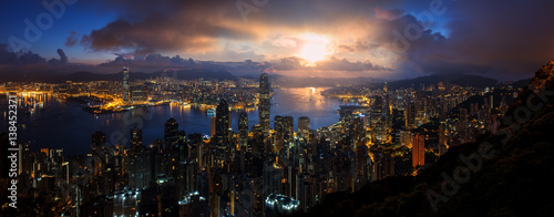 Night view from Victoria Peak in Hong Kong © shirophoto