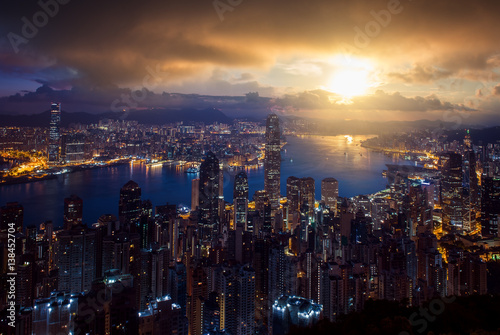 Night view from Victoria Peak in Hong Kong © shirophoto