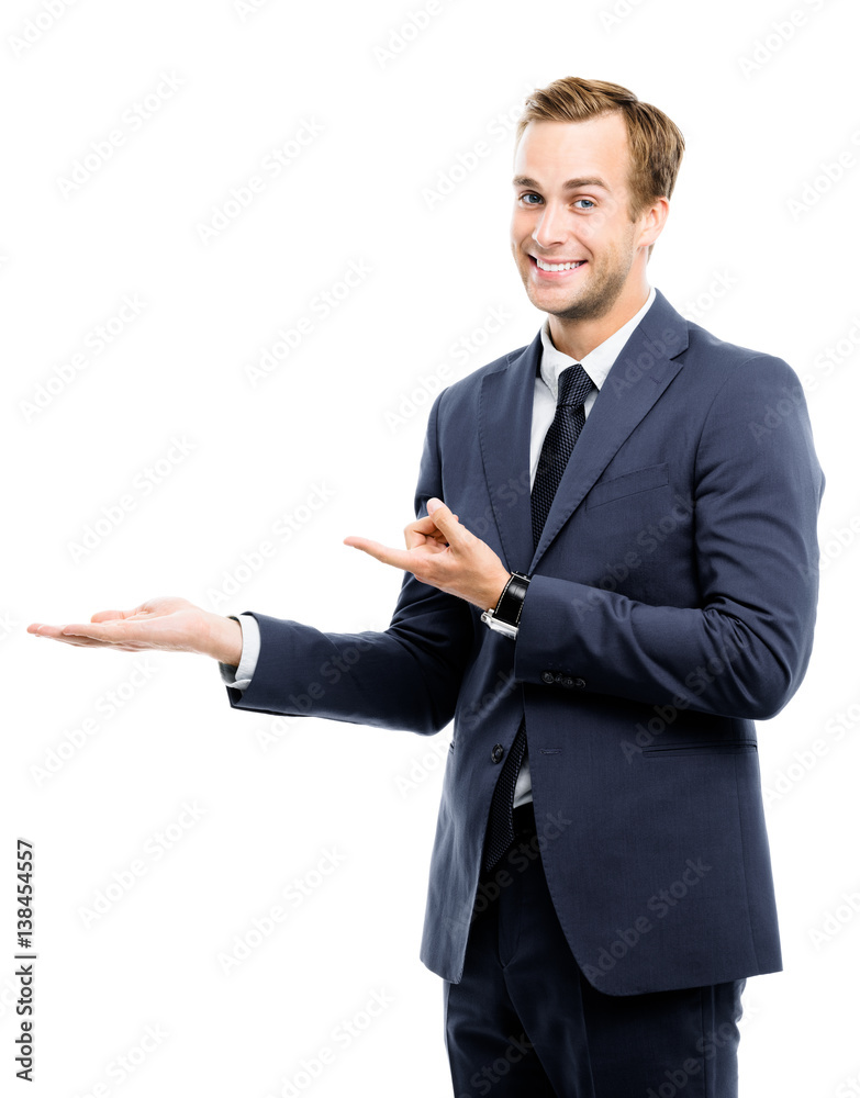 businessman showing something or copyspase businessman showing something or copyspase