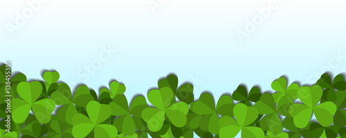 St. Patrick's day vector horizontal background with shamrock leaves