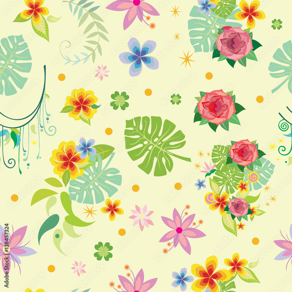Seamless pattern with decorative plants