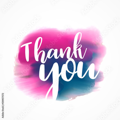 thank you written on hand painted red and blue ink stroke