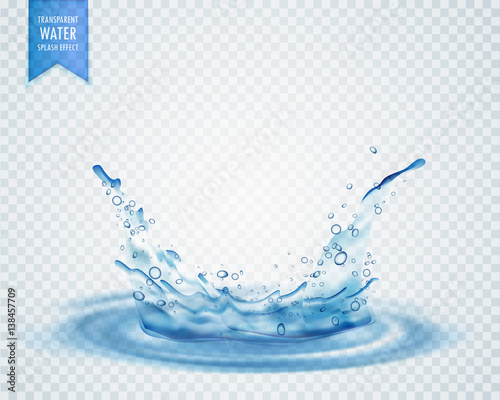 blue water splash with ripples isolated on transparent background