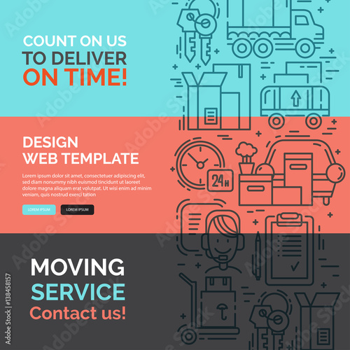 Banners template with line icons