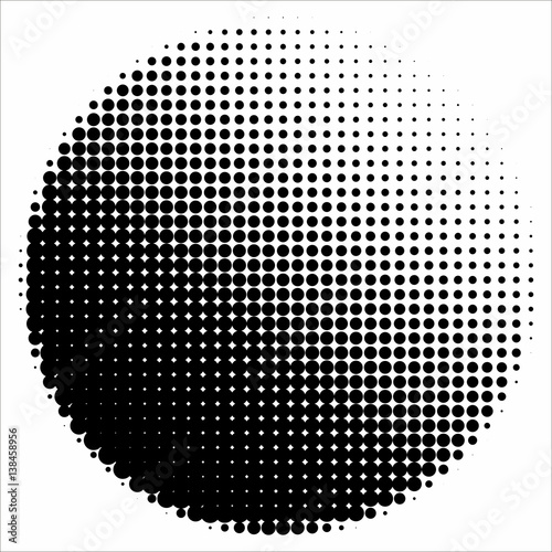 Halftone pattern background texture, round spot shapes, vintage or retro graphic, usable as decorative element.