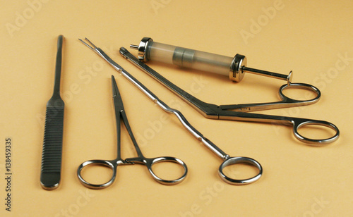 Diverse medical and surgery instruments