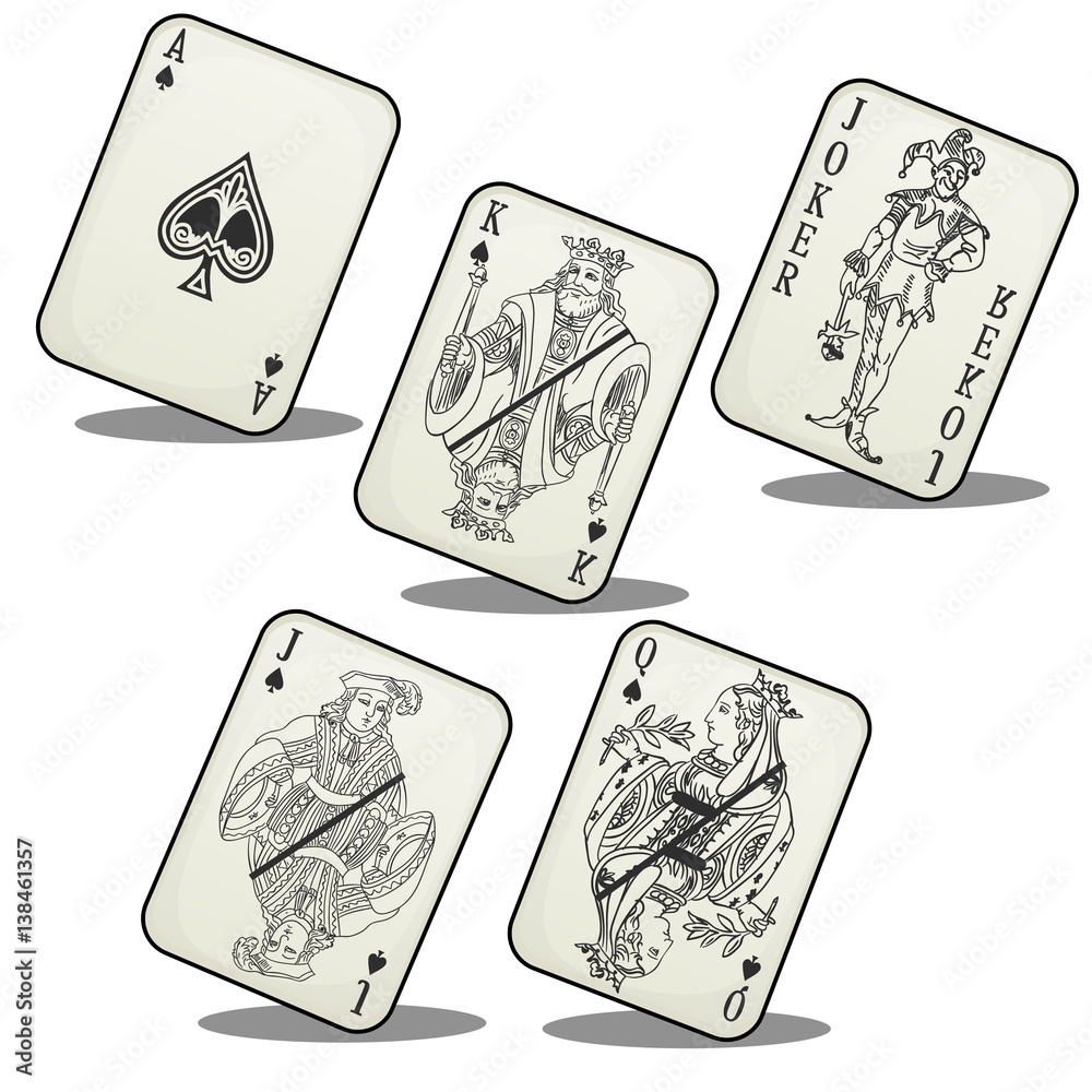 Playing cards, Jack, Queen, King, ACE and Joker Stock Vector | Adobe Stock